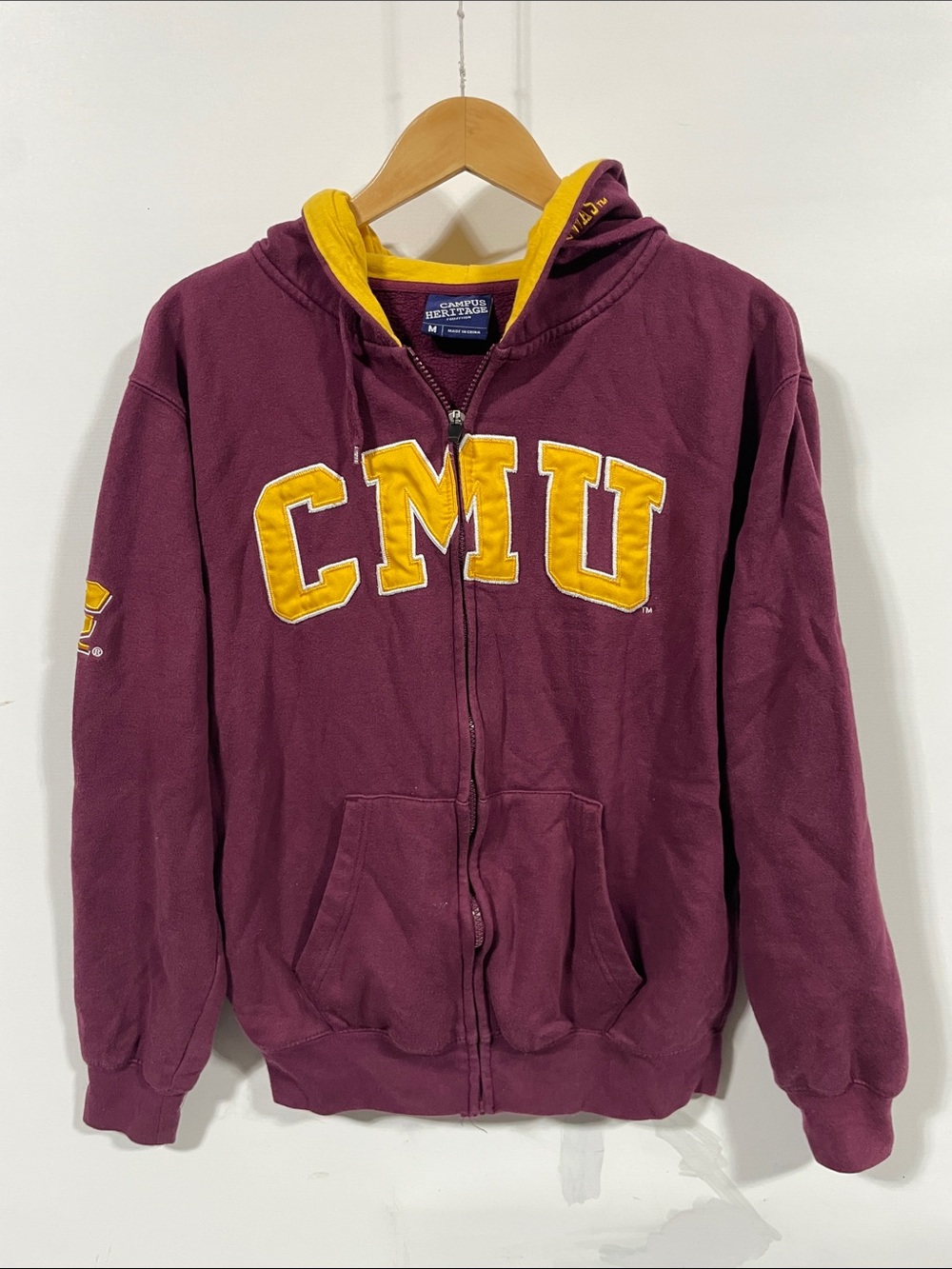 Campus Heritage Maroon and Gold CMU Zip Hoodie